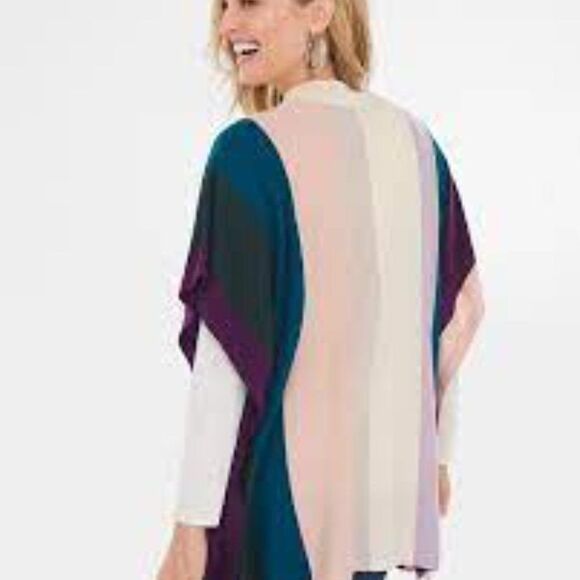 Chico's Stripe Mock Neck Poncho Small Medium NWT - Picture 2 of 7